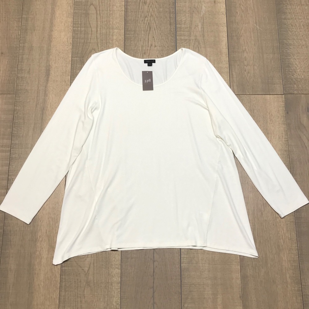 J.Jill Top‎ Shirt Womens Size XL Ivory Cream Wearever Collection Stretch Scoop